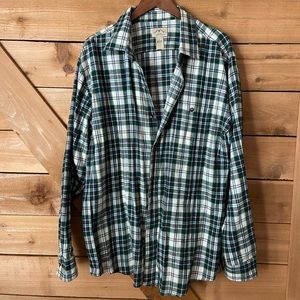 Blue Mountain Green Check Long Sleeved Button Down Flannel Shirt
